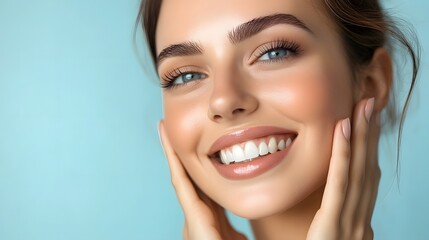 Fototapeta premium Confident woman with flawless dental appearance and radiant smile
