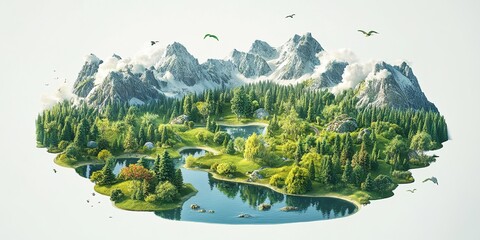 A nature conservation area depicted as a thriving green oasis, embodying sustainability and long-term vision in business.