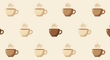 Warm Coffee Cups Pattern Background
