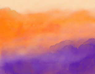 Watercolor Background – Gradient Color Wash Illustration purple and orange