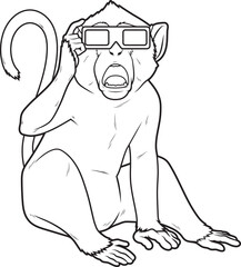 Monkey Glasses Animal Vector Graphic Art Illustration