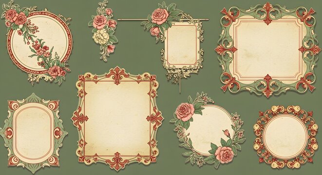 Vintage Floral Decorative Frames Collection