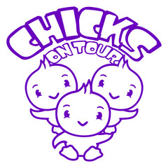 3 Birds Chicks On Tour Saying Party Girls Women Design Lover Art Vector Illustration Card T-Shirt Poster Sticker Graphic Print Decorative Drawing Isolated Logo Decoration Symbol Creative Cool Style
