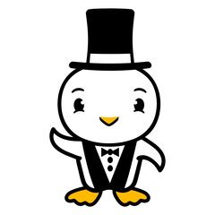 Bird Husband Top Hat Suit Wedding Rich Duck Groom Design Lover Art Vector Illustration Card T-Shirt Poster Sticker Graphic Print Decorative Drawing Isolated Logo Decoration Symbol Creative Cool Style

