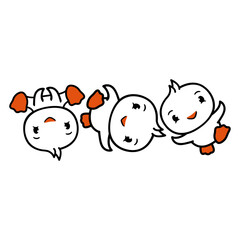 3 Birds Chicks Breakdance Friends Party Dance Fun Design Lover Art Vector Illustration Card T-Shirt Poster Sticker Graphic Print Decorative Drawing Isolated Logo Decoration Symbol Creative Cool Style
