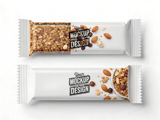 Granola bar wrapper packaging mockup clean empty design 