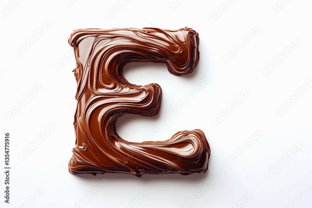 Fototapete letter e designed with flowing cocoa texture isolated on white background