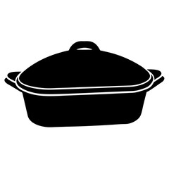 Silhouette of Cookware: A sleek, high-contrast depiction of a cooking pot, perfect for culinary projects.