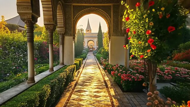 Golden Hour in the Alhambra Gardens: A Pathway to Serenity
