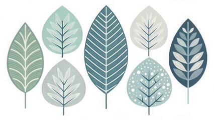 Scandinavian-Inspired Geometric Leaves in Muted Tones for Modern Decor