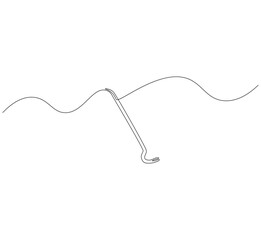 Obraz premium Crowbar outline drawing illustration. Continuous line draw steel crowbar vector.