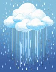Rain Cloud Illustration – Atmospheric Weather Design with Raindrops