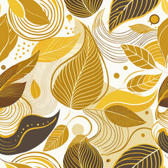 Golden Leaves Abstract: A harmonious array of golden and brown leaves, rendered in an artistic, abstract design, with a seamless pattern creating a sophisticated and nature-inspired composition.