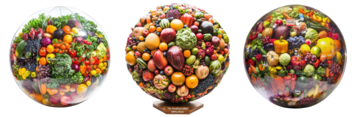set of a food safety globe isolated a transform background.