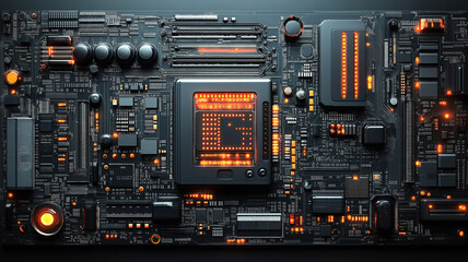 Fototapeta premium Communication processor integrated into information engineering components for efficient tech systems