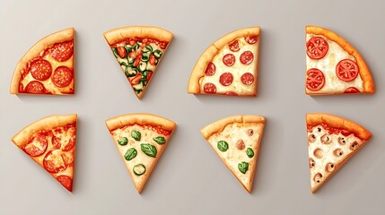 "Minimalist Pizza Slice Icons in Varied Styles: Modern and Creative Food Illustration"

