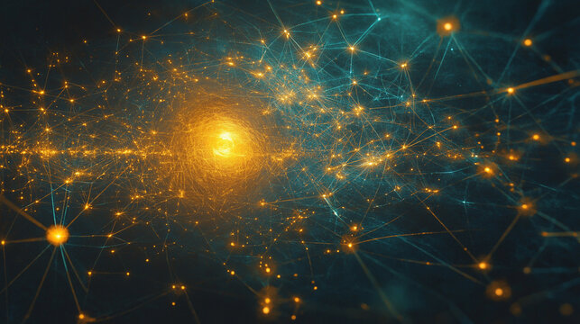 Digital Universe: A captivating visualization of interconnected data points and networks, pulsating with energy and light, representing the boundless expanse of the digital realm.