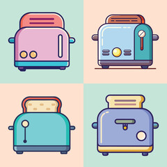 A Collection of Retro Style Toasters in Various Colors and Designs