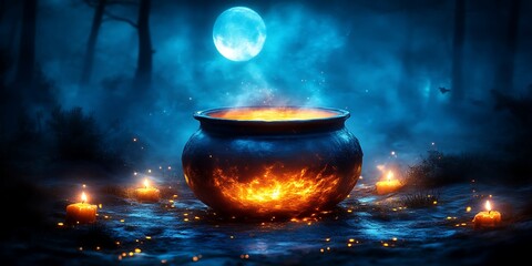 Forest Cauldron Moonlit Brew Halloween