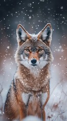 Fototapeta premium Coywolf in snowy winter scene.