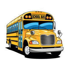Cartoon School Bus on White Background