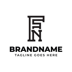Letters FN Monogram Logo, suitable for any brand with FN or NF initials