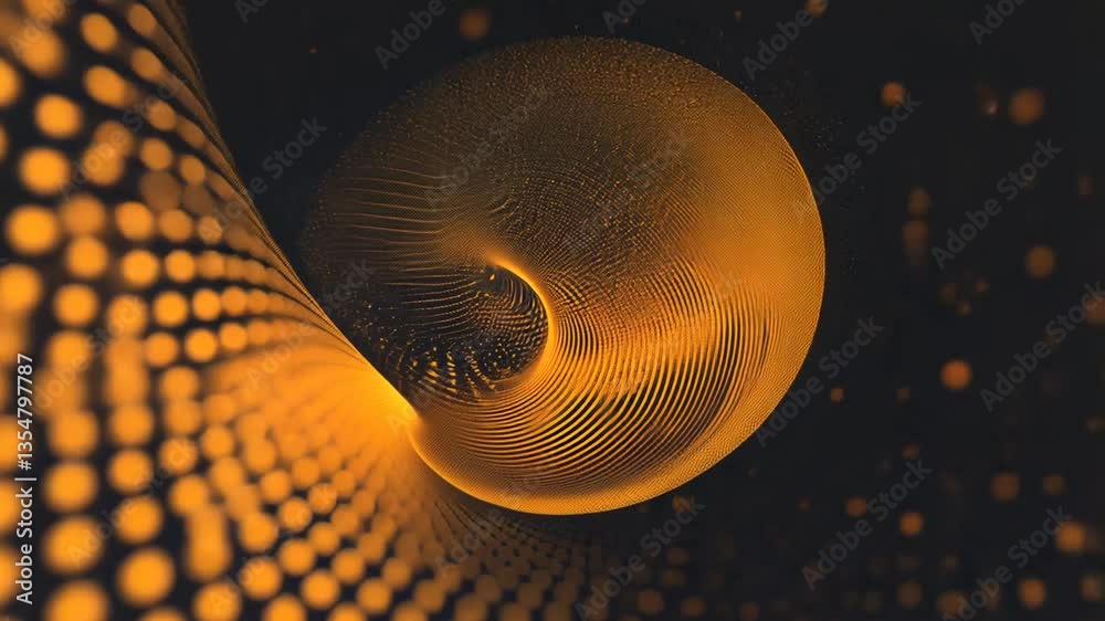 Poster abstract halftone background with dynamic swirling dots in dark tone generative ai