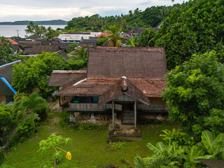 Fototapeta premium The Aerial View of Saumlaki City, Tanimbar Island Regency, Maluku