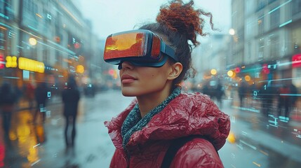 VR experience in city street