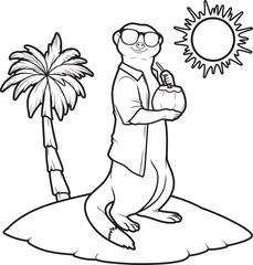 Meerkat Summer Coconut Animal Vector Graphic Art Illustration