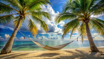 tropical beach with palm trees