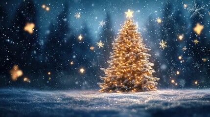 Christmas Tree Winter Forest Landscape Image