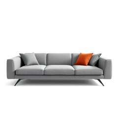 Fototapeta premium Elegant modern gray fabric sofa isolated on white, isolated, comfortable sofa, decor