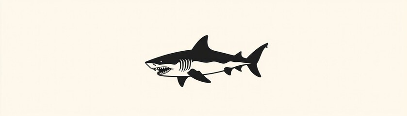 Obraz premium A bold black and white graphic illustration of a great shark