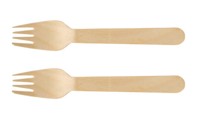 Two wooden spoons together and a transparent background.