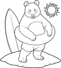 Panda Summer Beach Animal Vector Graphic Art Illustration