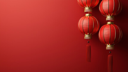 Festive red lanterns, Chinese New Year decorations, holiday celebration