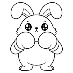 Bunny wants to be a boxer, for coloring