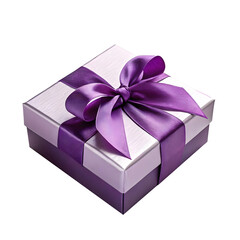 Fototapeta premium purple gift box with ribbon new style transparent background