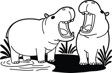 hippopotamus with a big horn