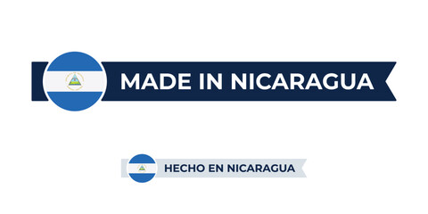 Made in Nicaragua label with Nicaragua flag colors. High-quality certification badge for Nicaragua products, branding, and manufacturing authenticity