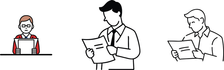 Businesspeople Reviewing Documents Analysis, Reading, Reports, Planning