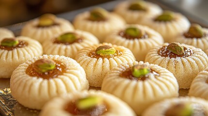 Delightful maamoul pastries with pistachios offering a taste of middle east