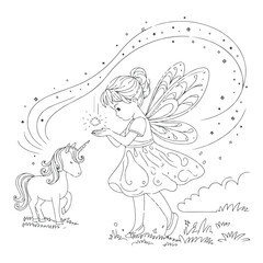 Child And Horse Vector Line Art