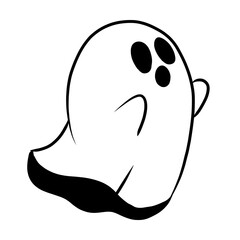funny cute cartoon ghost angry black white vektor ilustration