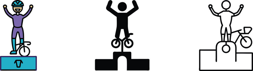 Cyclist Victory Podium, Bicycle, Winner, Celebration, Triumph, Athlete, Sports, Achievement, Success