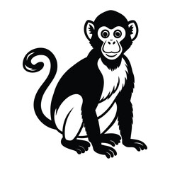 Obraz premium The monkey has a big smile on its face, and it looks happy and friendly Cute monkey waving monkey silhouettes Monkeys vector, Monkeys salute, monkeys style, set monkeys A cute cartoon monkey