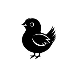 Fototapeta premium Minimalist black and white bird silhouette icon, symbolizing freedom, nature, and wildlife in a simple and elegant vector design.