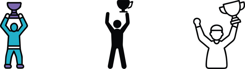 Winning, Celebration, Achievement, Trophy, Success, Victory, Awards, Icons, People, Prize