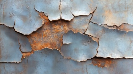 Obraz premium Macro shot of a textured metal sheet with corroded rust patches, scratches, and an aged industrial aesthetic.